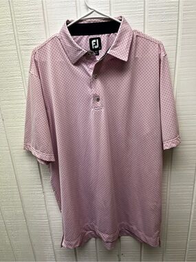 FootJoy Men’s Large Pink Polo Golf Shirt Activewear SS Lightweight Sporty